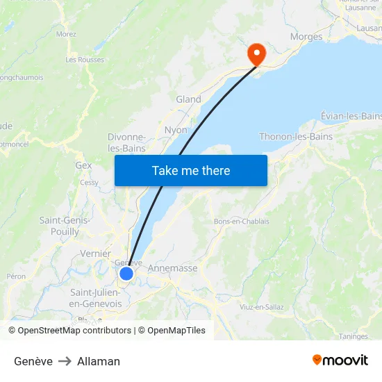 Genève to Allaman map