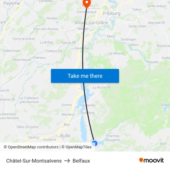 Châtel-Sur-Montsalvens to Belfaux map