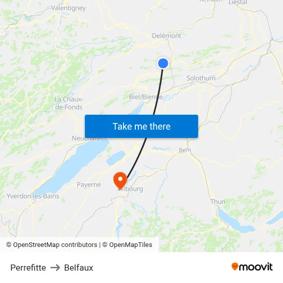 Perrefitte to Belfaux map