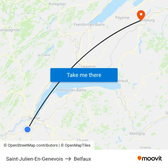 Saint-Julien-En-Genevois to Belfaux map