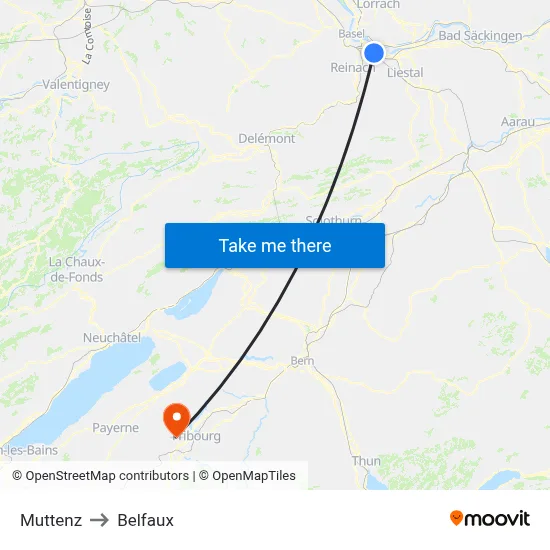Muttenz to Belfaux map