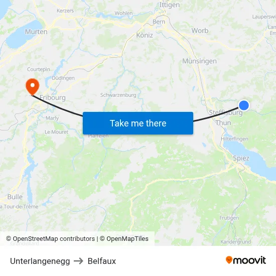 Unterlangenegg to Belfaux map