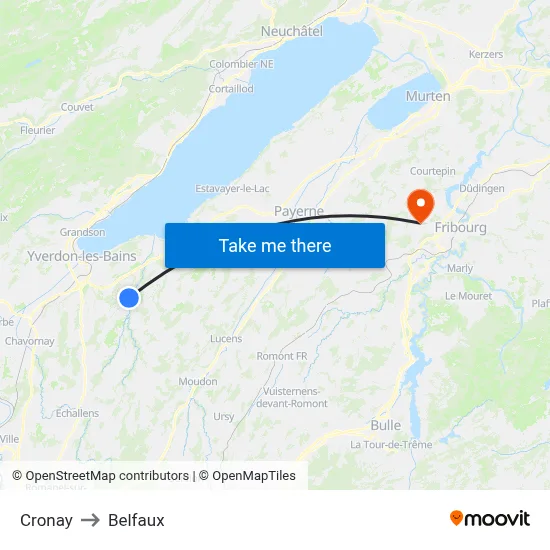 Cronay to Belfaux map