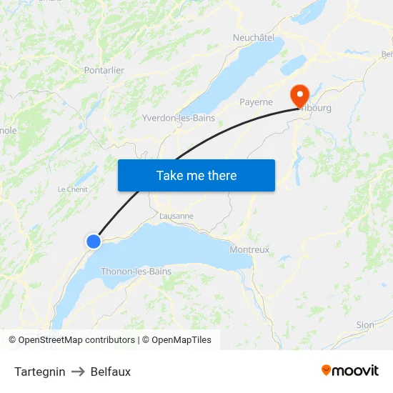 Tartegnin to Belfaux map