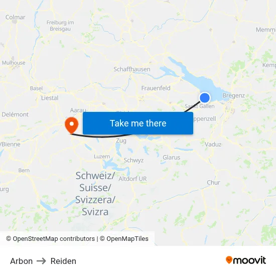 Arbon to Reiden map