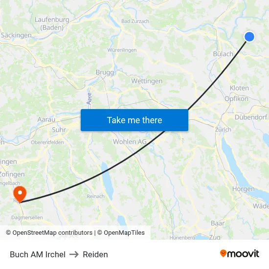 Buch AM Irchel to Reiden map