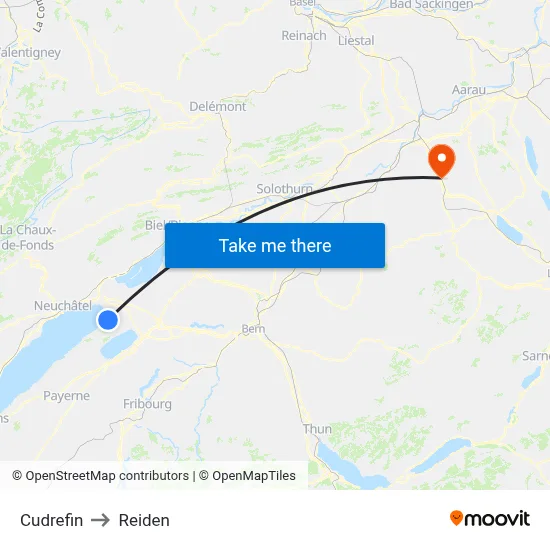 Cudrefin to Reiden map