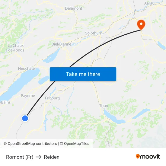 Romont (Fr) to Reiden map