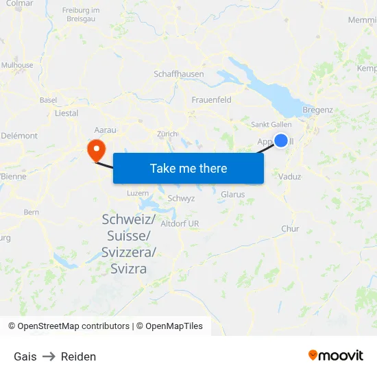 Gais to Reiden map