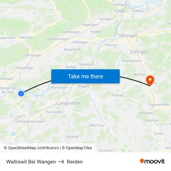 Walliswil Bei Wangen to Reiden map
