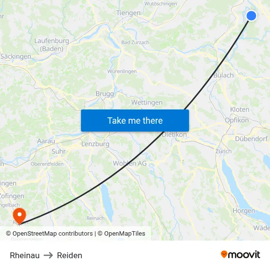 Rheinau to Reiden map