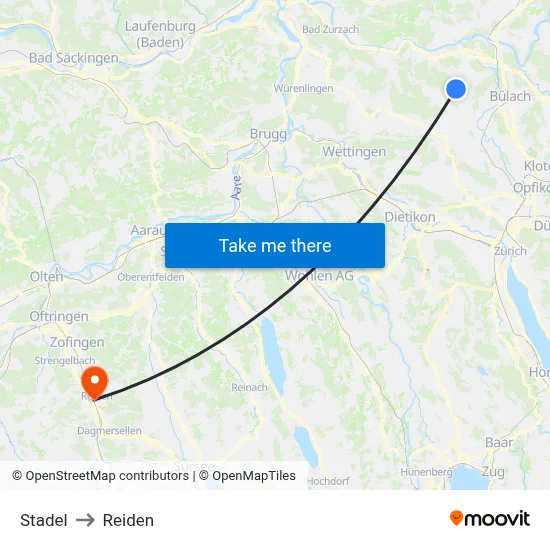 Stadel to Reiden map