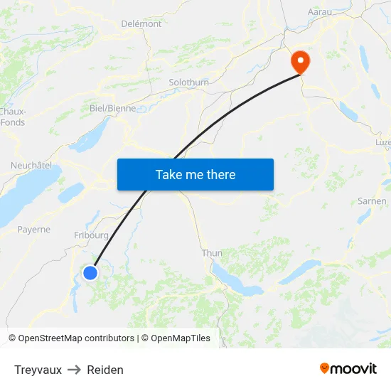 Treyvaux to Reiden map