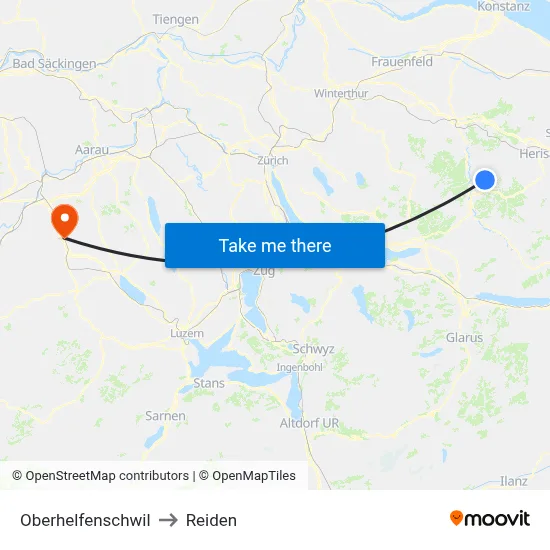 Oberhelfenschwil to Reiden map
