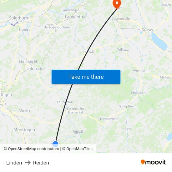 Linden to Reiden map