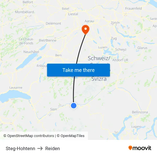Steg-Hohtenn to Reiden map