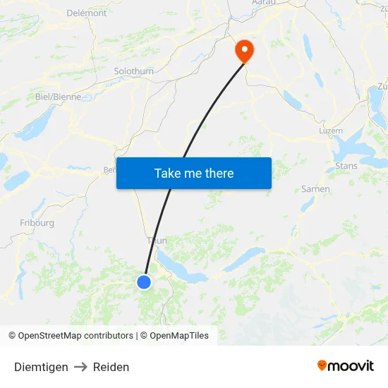 Diemtigen to Reiden map
