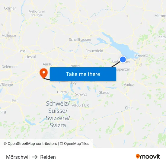 Mörschwil to Reiden map