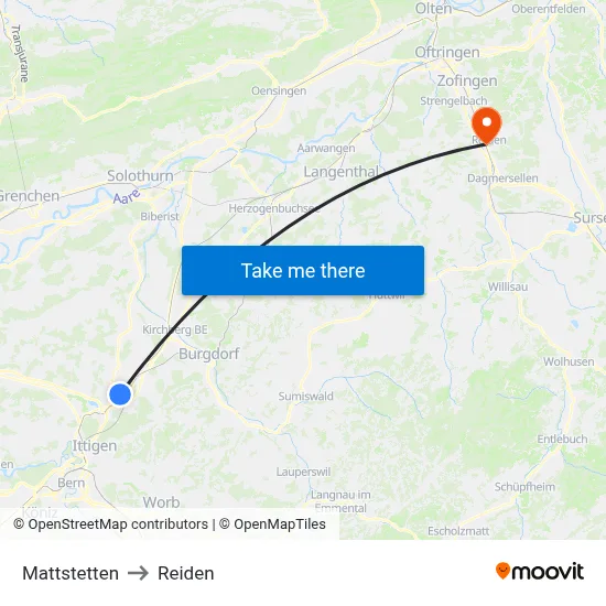 Mattstetten to Reiden map