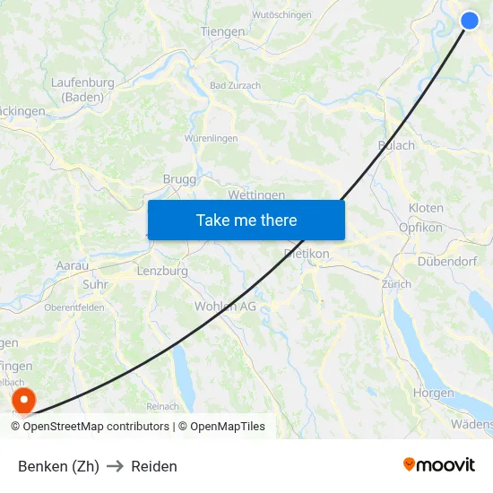 Benken (Zh) to Reiden map