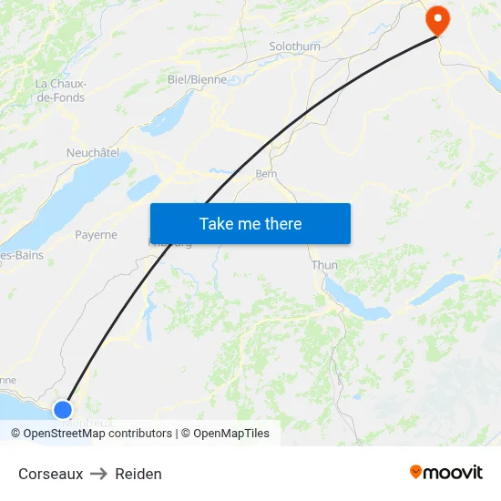Corseaux to Reiden map