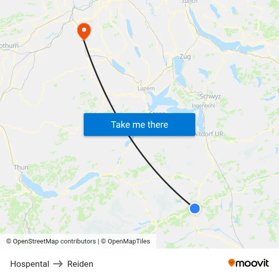 Hospental to Reiden map