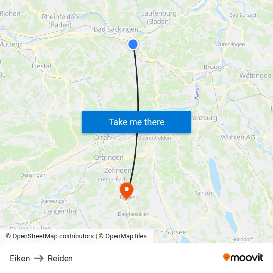 Eiken to Reiden map