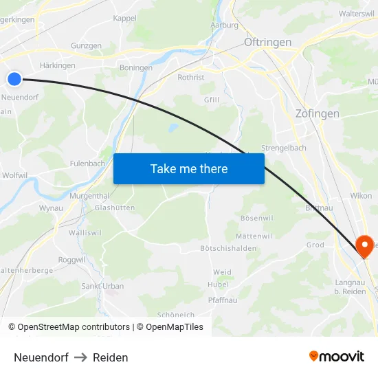 Neuendorf to Reiden map