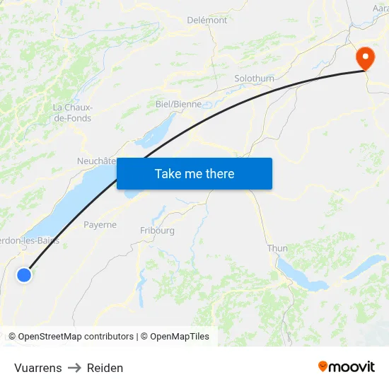Vuarrens to Reiden map