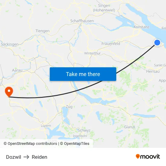 Dozwil to Reiden map