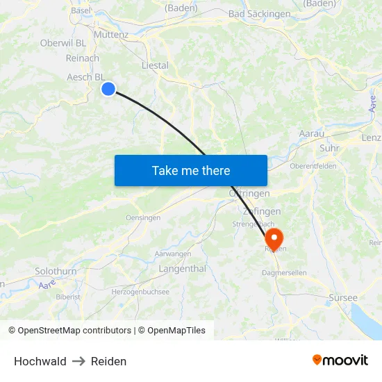 Hochwald to Reiden map