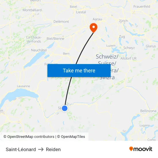 Saint-Léonard to Reiden map