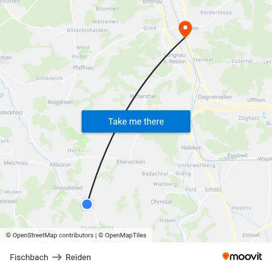 Fischbach to Reiden map