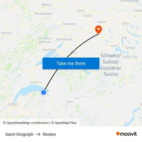 Saint-Gingolph to Reiden map