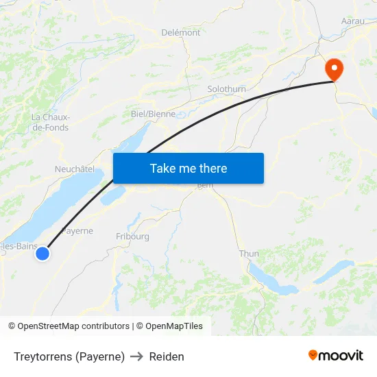 Treytorrens (Payerne) to Reiden map
