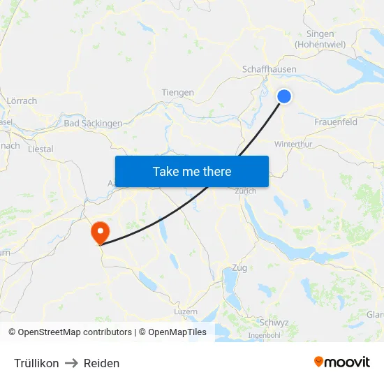 Trüllikon to Reiden map