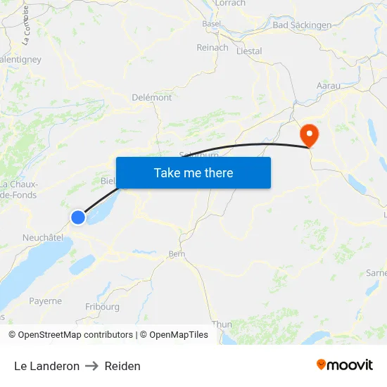 Le Landeron to Reiden map