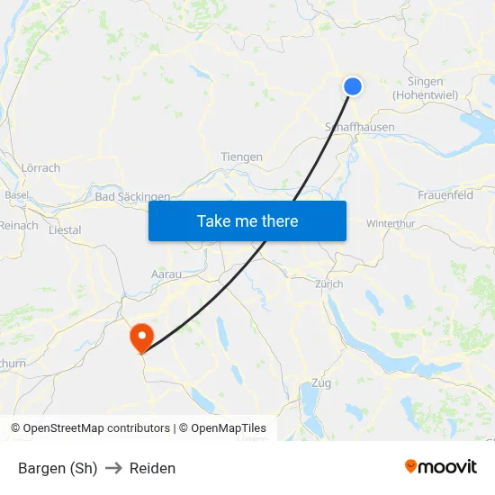 Bargen (Sh) to Reiden map