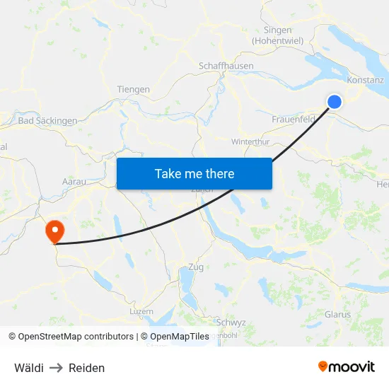 Wäldi to Reiden map