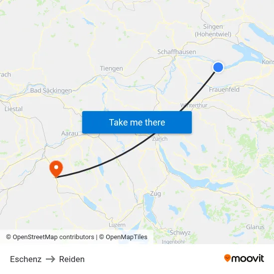 Eschenz to Reiden map