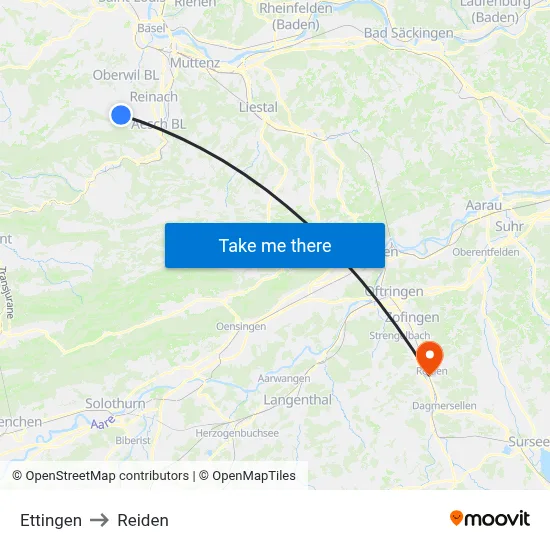 Ettingen to Reiden map