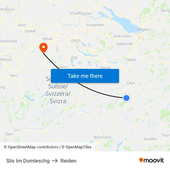 Sils Im Domleschg to Reiden map