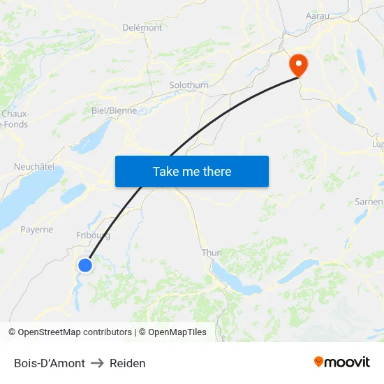 Bois-D’Amont to Reiden map