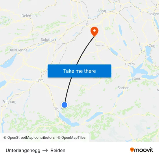Unterlangenegg to Reiden map