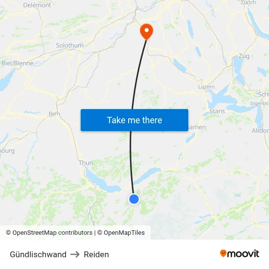 Gündlischwand to Reiden map