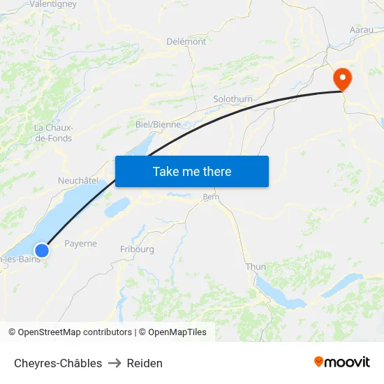 Cheyres-Châbles to Reiden map