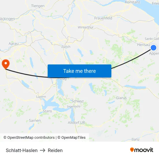 Schlatt-Haslen to Reiden map