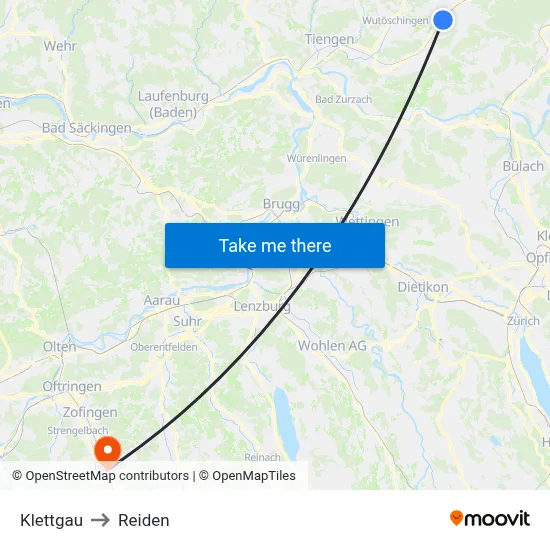 Klettgau to Reiden map