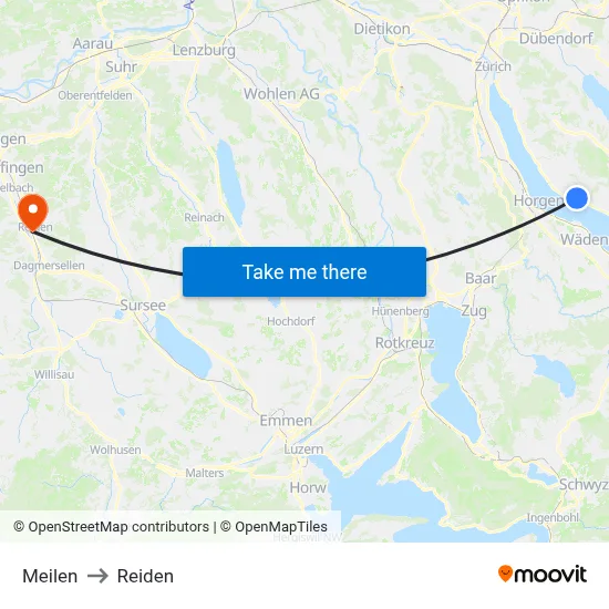 Meilen to Reiden map