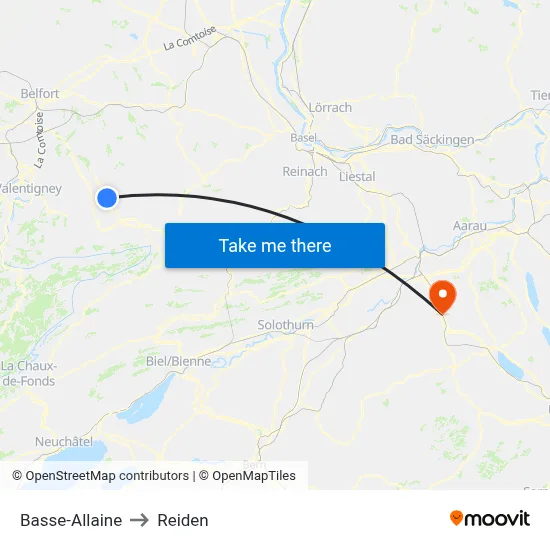 Basse-Allaine to Reiden map